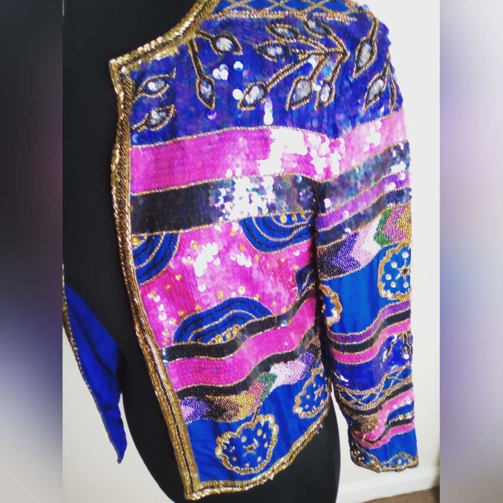 PAPËLL BOUTIQUE EVENING Women's Multicolor Embellished Blazer Size Small - Picture 5 of 10